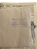 Australian home journal September 2nd 1946 with three sewing patterns, unused, factory folded, two women’s dresses (36 inch bust) and child’s frock age 8 years
