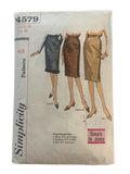 Simplicity 4579 vintage 1960s skirts pattern sewing pattern. Waist 26, hip 36 inches.