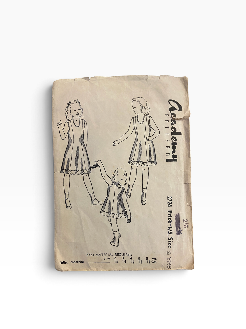 Academy 2724 vintage 1950s infant’s petticoat/slip sewing pattern 3 years 22 inch chest