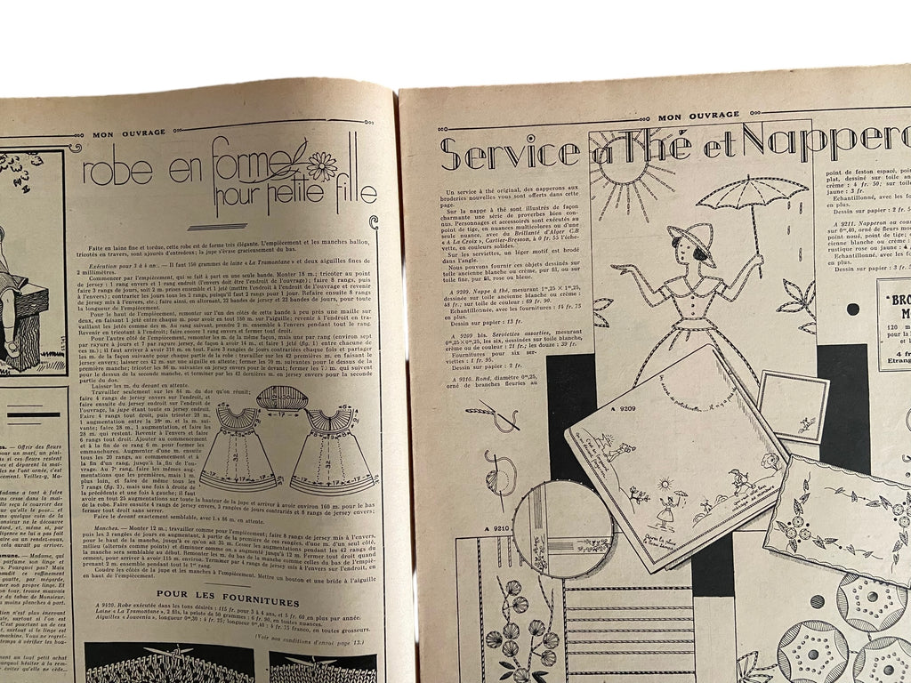 Mon Ouvrage 15 Aout 1937 includes  crochet pattern for the blouse and hat on the front cover