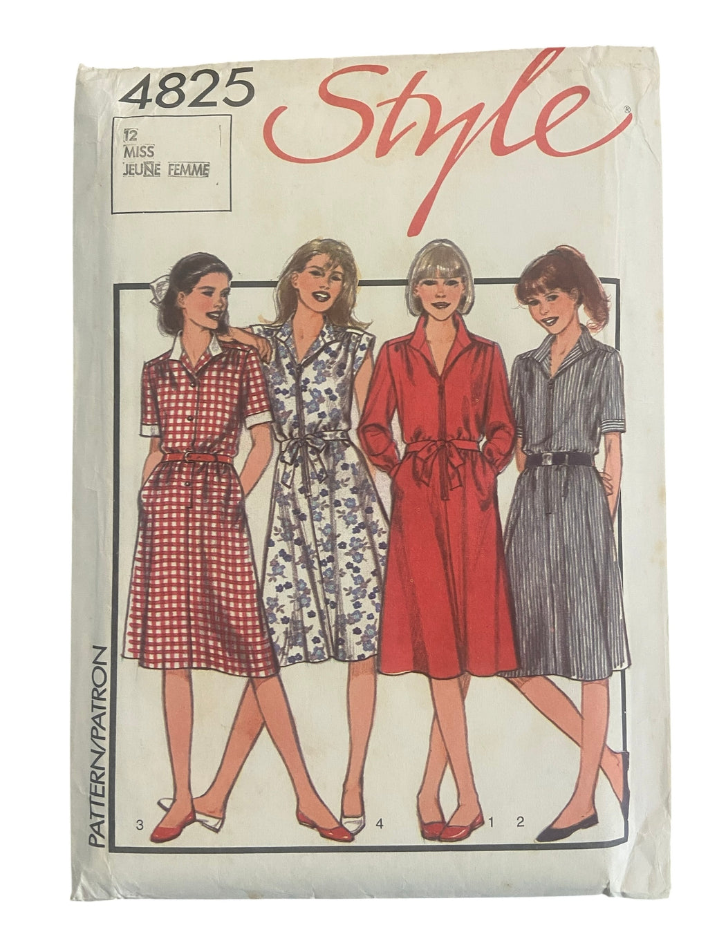 Style 4825 vintage 1980s dress sewing pattern. Bust 34 inches