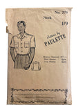 Paulette 279 vintage 1940s or  1950s men's shirt pattern. 15.5 inch neck
