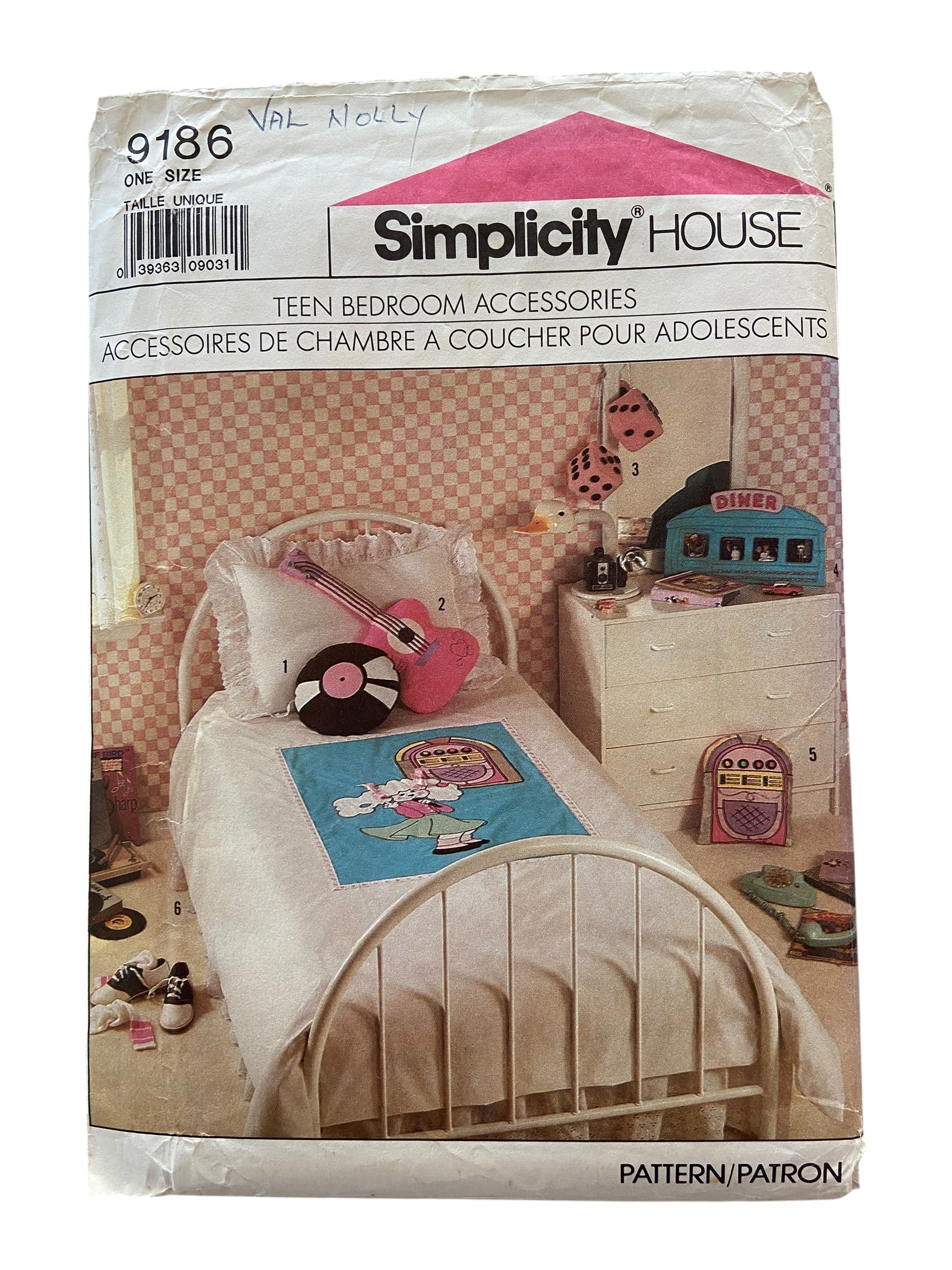 Simplicity House 9186 vintage 1980s teen bedroom accessorie craft sewing pattern