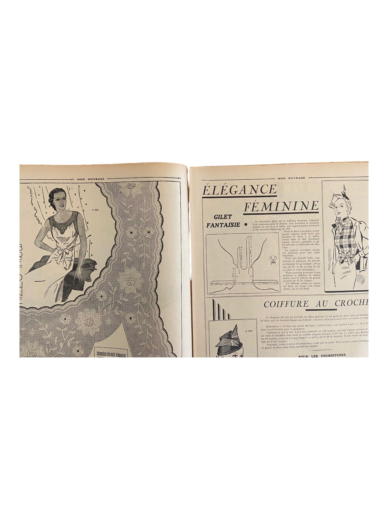 Mon Ouvrage 15 Fevrier 1938 vintage French craft magazine with knitting pattern for the jumper on the cover