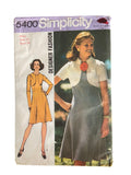 Simplicity 5400 vintage 1970s dress sewing pattern. Bust 34 inches