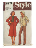 Style 2472 vintage 1970s jacket, skirt and pants sewing pattern. Bust 32.5 inches