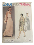 Vogue 1447. Vogue Paris original. Christian Dior 1970s evening dress and cape sewing pattern Bust 31.5 inches