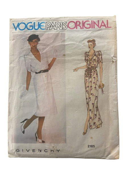 Vogue 2165 Vogue Paris Original dress and belt sewing pattern. Givenchy. Bust 34 inches