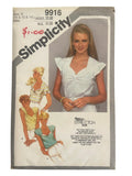 Simplicity 9916 vintage 1980s tops sewing pattern. Bust 32.5, 34, 36 inches