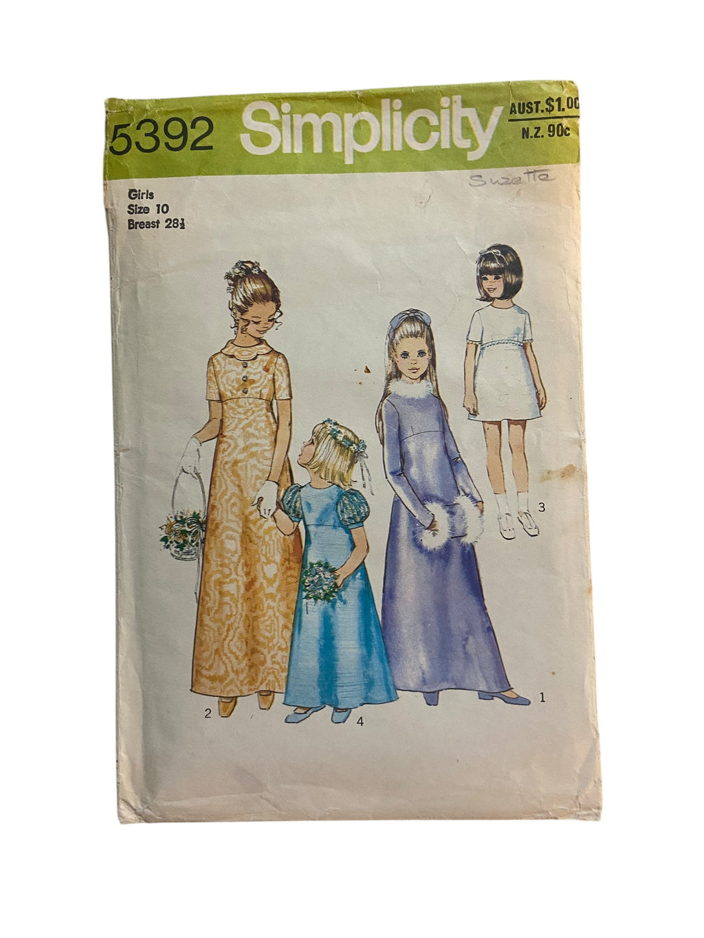 Simplicity 5392 vintage 1970s child's dress sewing pattern. Chest 28.5 inches