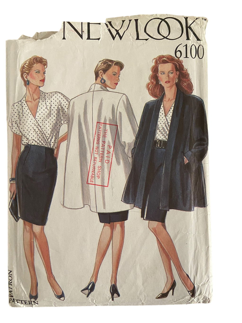 New Look 6100 vintage 1980s top, jacket and skirt sewing pattern Bust 34-44 inches