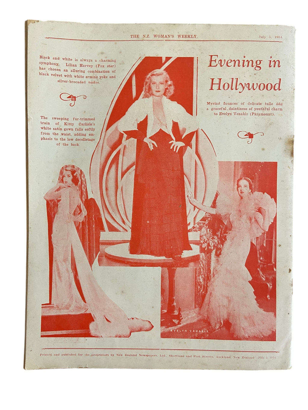 The New Zealand Woman’s weekly. July 5 1934. with sewing pattern unused, factory folded,  an attractive bed-jacket for cold mornings. Bust 34 inches.