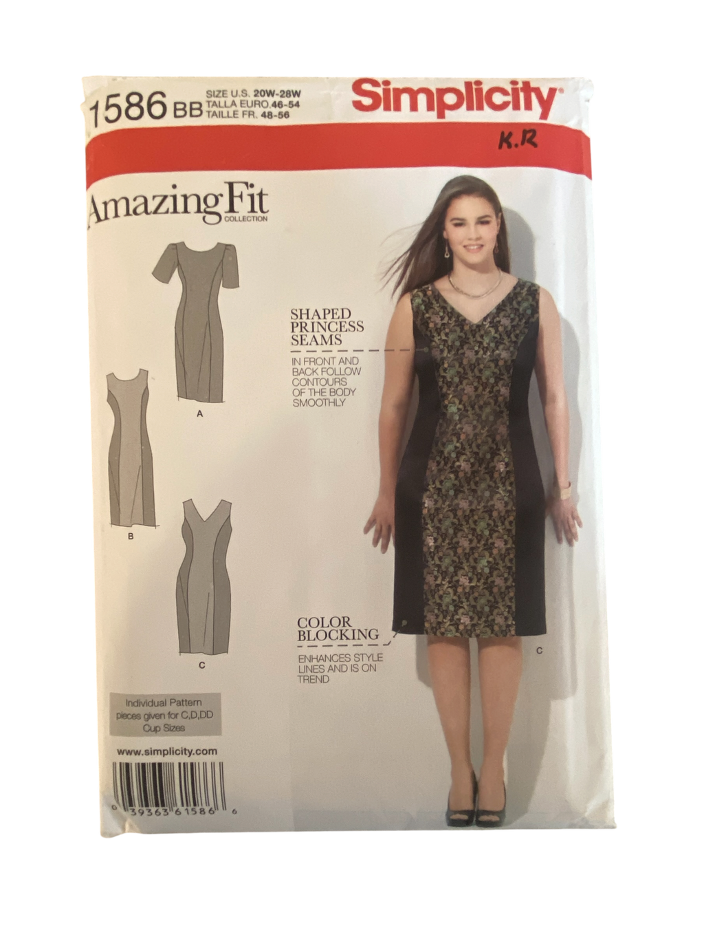 Simplicity 1586 amazing fit dress sewing pattern from the 2000s Bust 42, 44, 46, 48, 50 inches