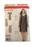 Simplicity 1586 amazing fit dress sewing pattern from the 2000s Bust 42, 44, 46, 48, 50 inches