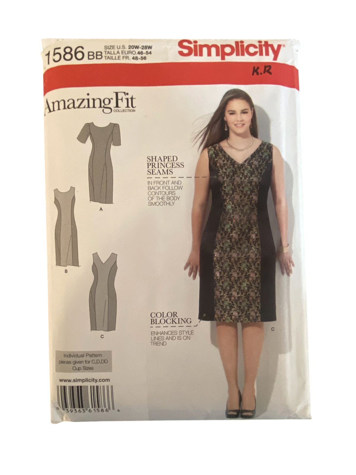 Simplicity 1586 amazing fit dress sewing pattern from the 2000s Bust 42, 44, 46, 48, 50 inches