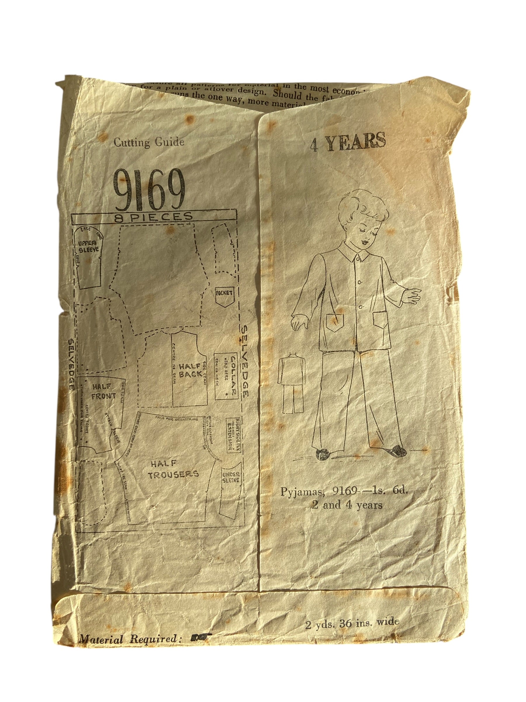 Australian Home journal vintage circa 1940s child’s pyjamas sewing pattern