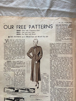 Weldon’s Smart Fashions for Wider Hips catalogue Series No. 357 circa 1930s with three sewing patterns, unused, factory folded dress with contrasting panel, satin and lace frock, day dress with revers. Bust 38 inches.