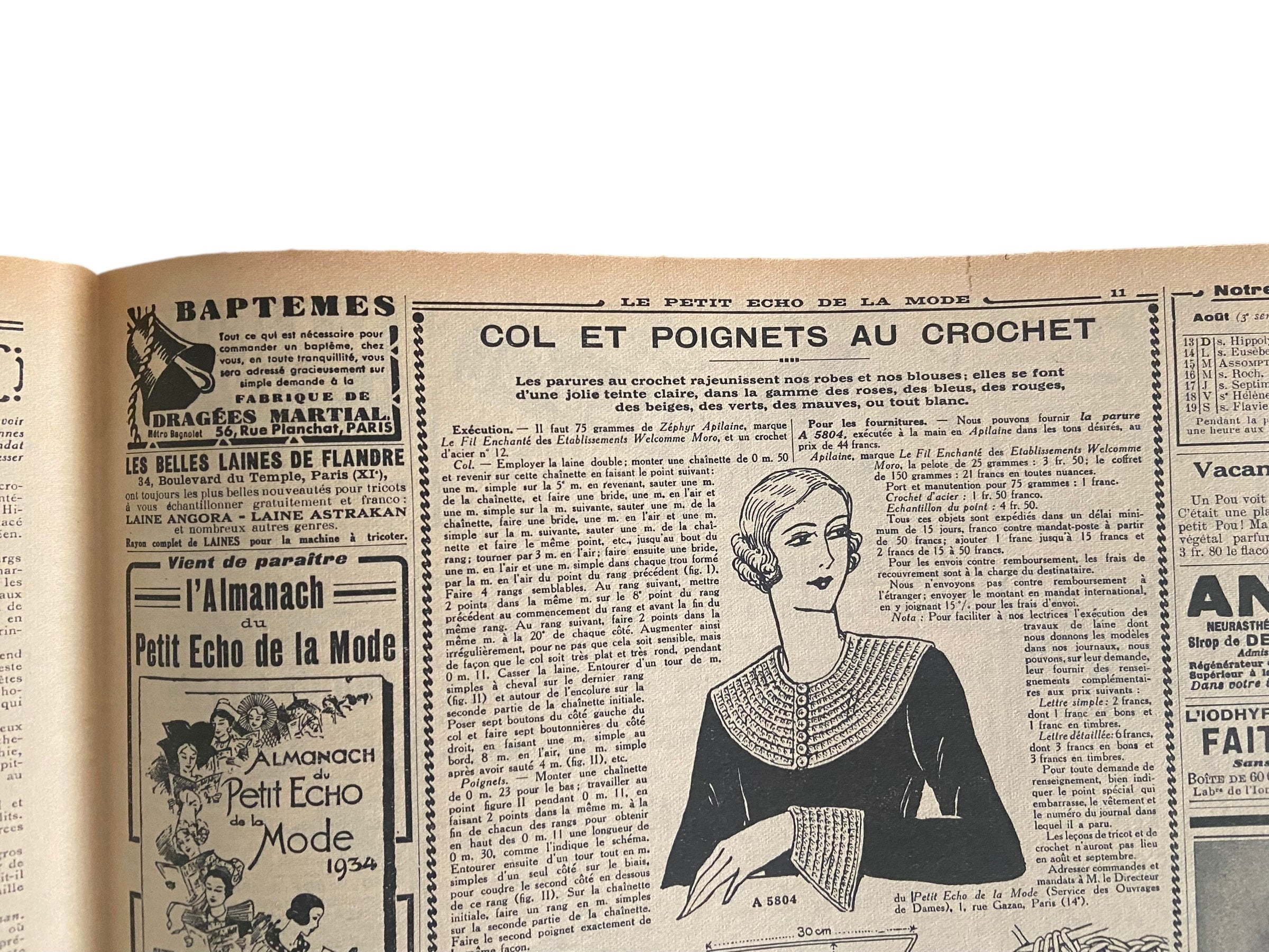 Le Petit Echo de la Mode 13 Aout 1933 French women’s magazine with many fashion illustrations