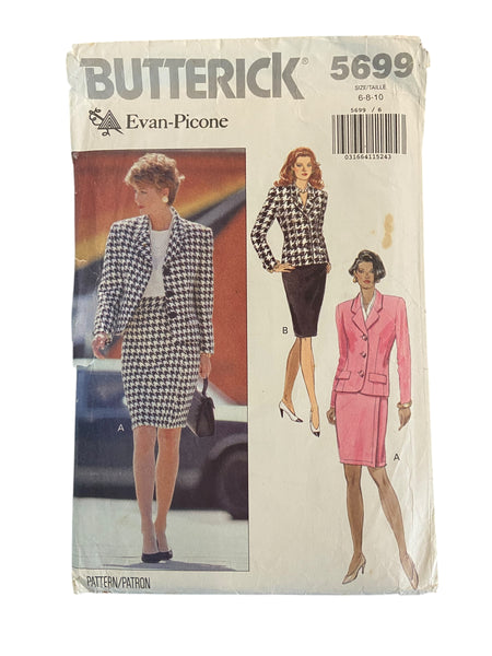 Butterick 5699 vintage 1980s Evan-Picone skirt and jacket sewing pattern Bust 30.5, 31.5, 32.5 inches