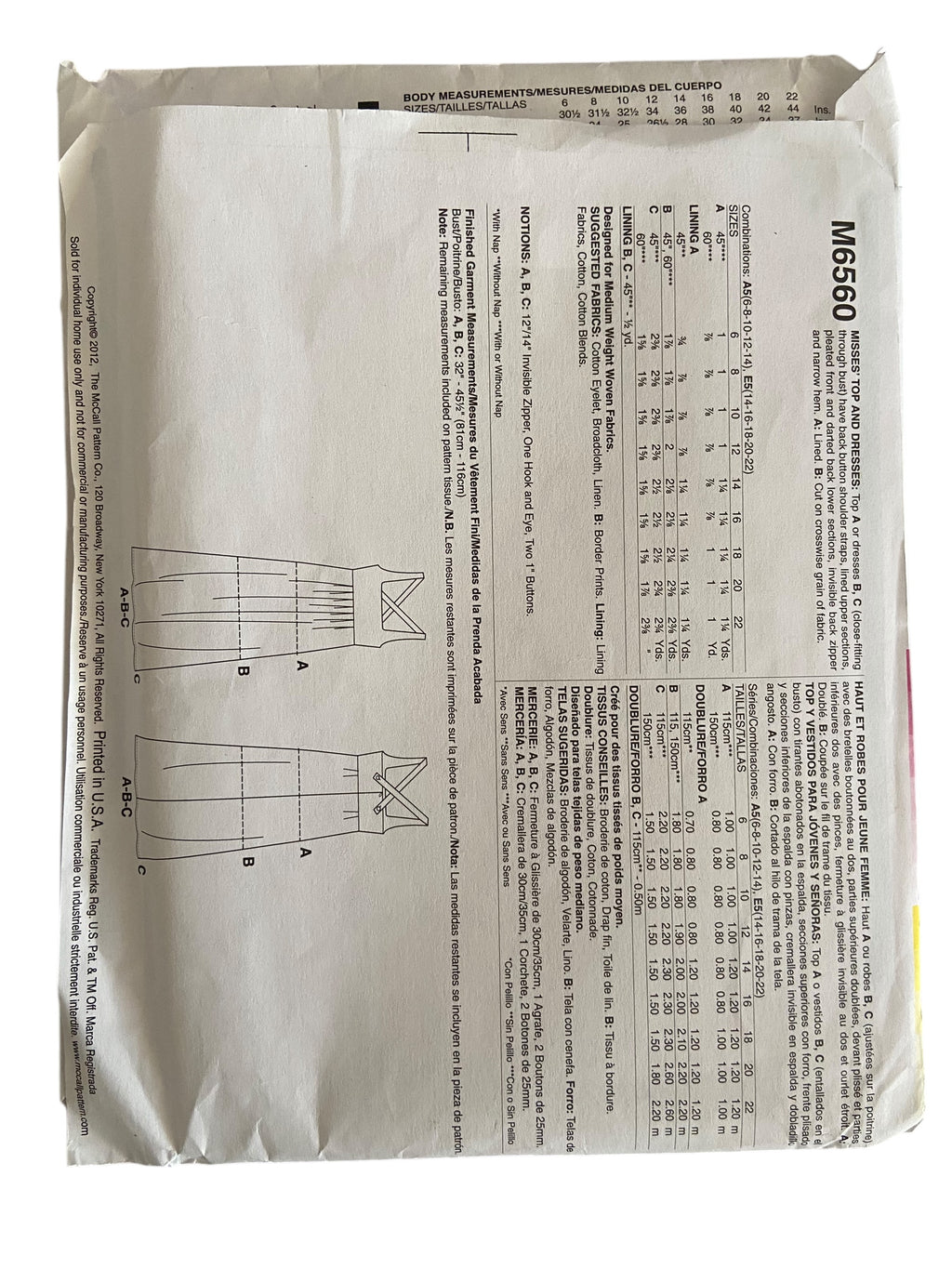McCall's M6560 Generation Next Make by Diana Rupp dress and top sewing pattern from the 2000s. Bust 36, 38, 40, 42, 44 inches.
