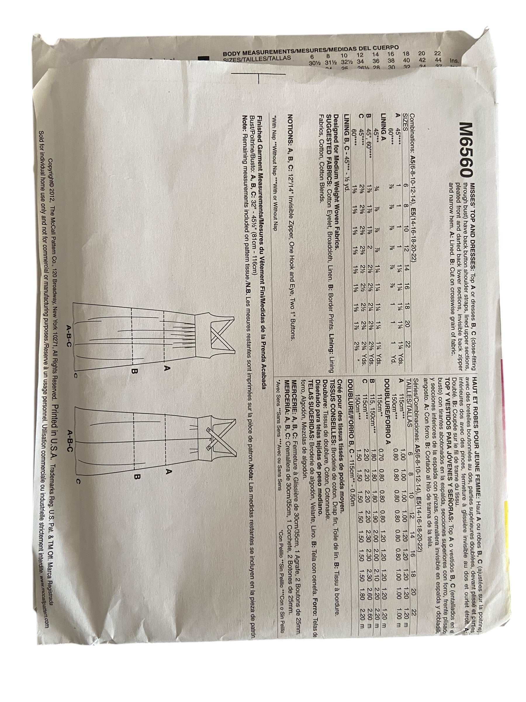 McCall's M6560 Generation Next Make by Diana Rupp dress and top sewing pattern from the 2000s. Bust 36, 38, 40, 42, 44 inches.