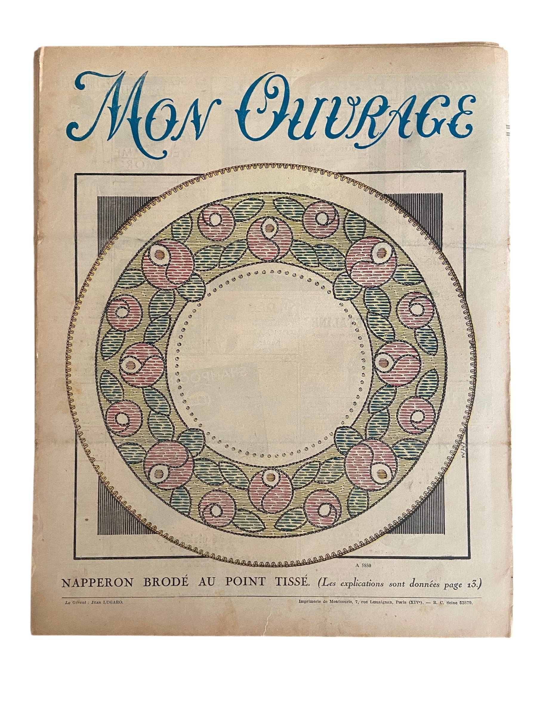 Mon Ouvrage 1 Juliet 1934 includes knitting pattern for the top on the front cover