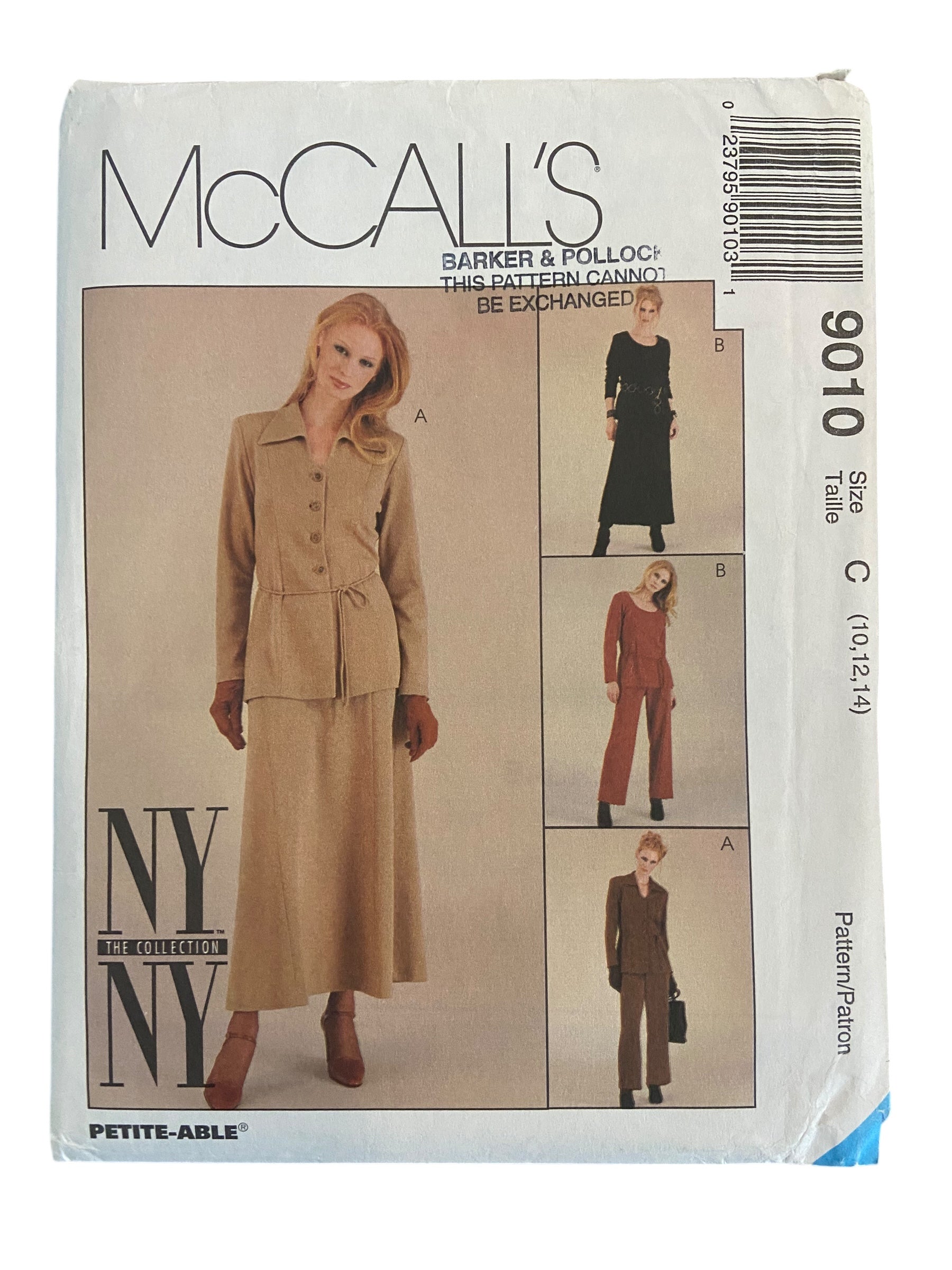 McCall’s 9010 vintage 1990s top, skirt and pants sewing pattern Bust 32, 34, 36 inches