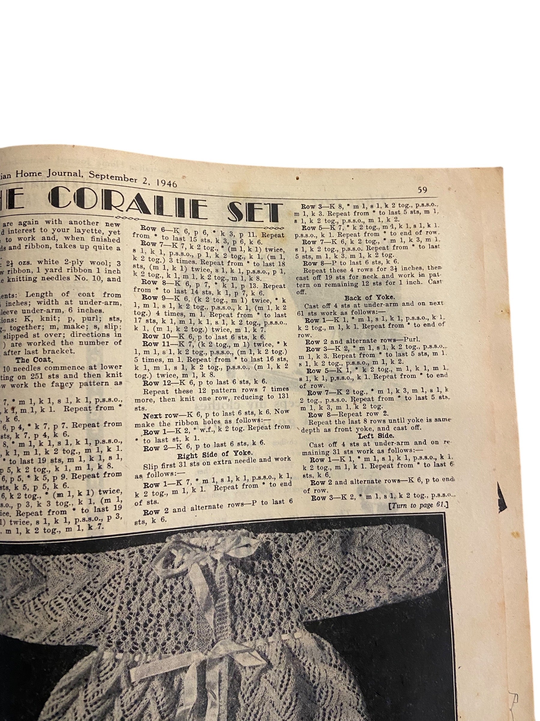 Australian home journal September 2nd 1946 with three sewing patterns, unused, factory folded, two women’s dresses (36 inch bust) and child’s frock age 8 years