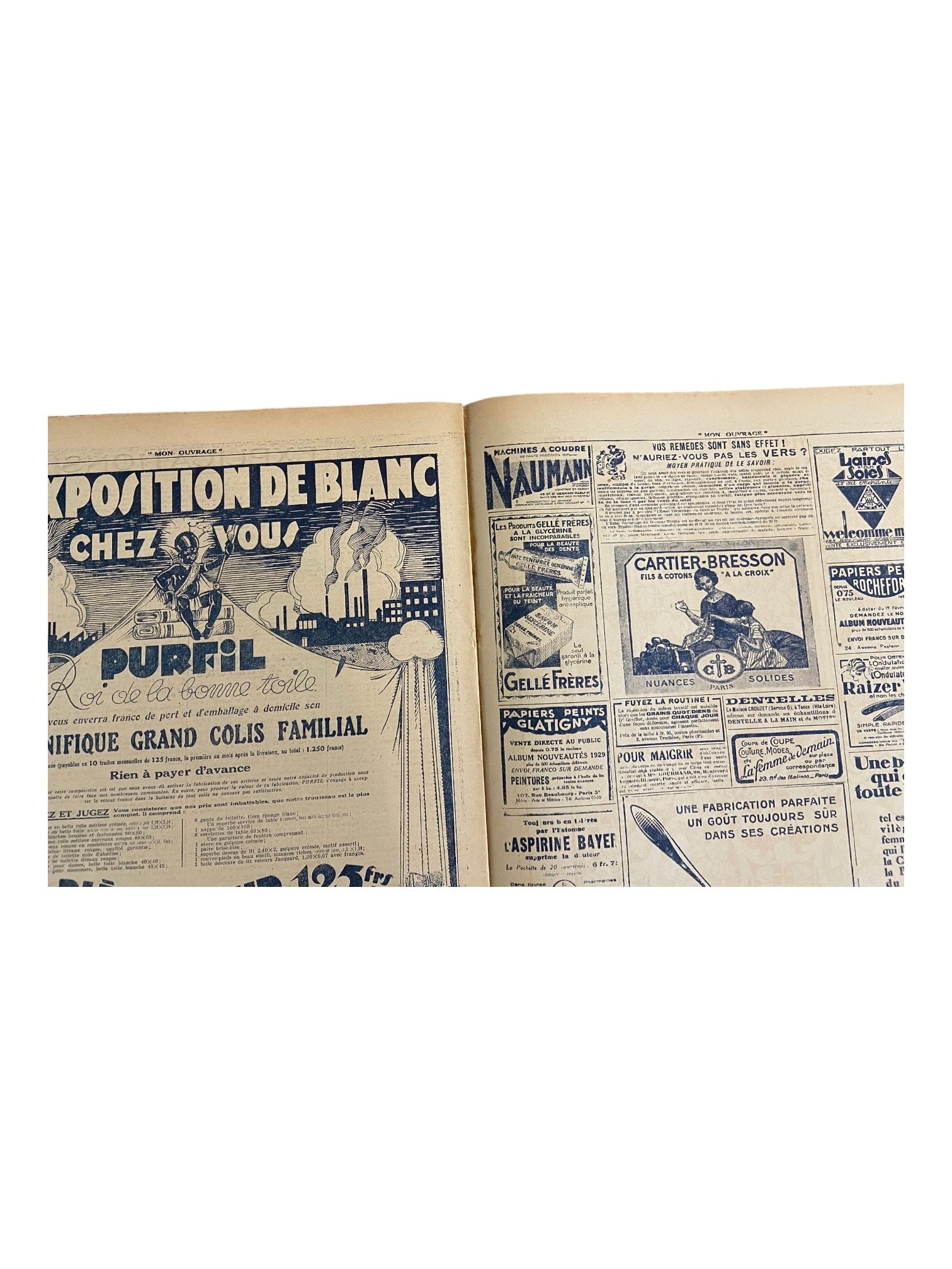 Mon Ouvrage 1 Mars 1929 vintage French craft magazine with knitting pattern for the jacket on the cover