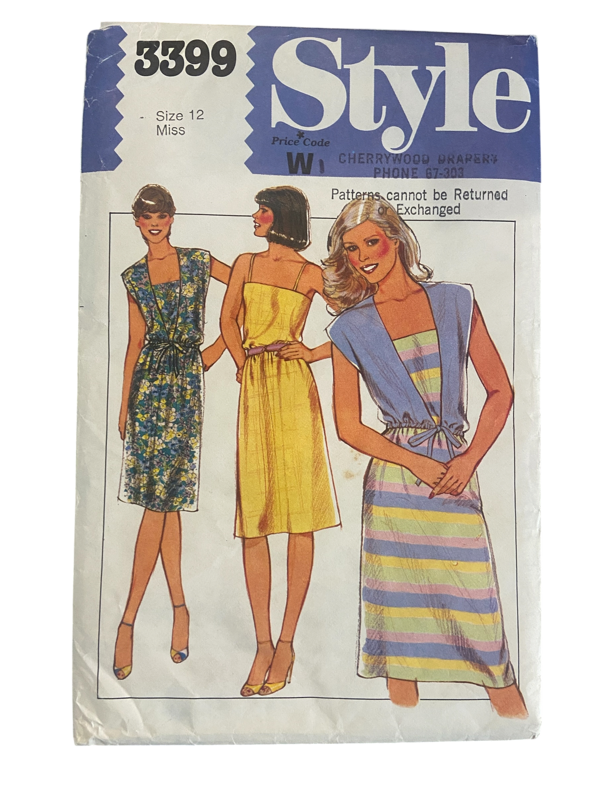 Style 3399 vintage 1970s dress and cover up sewing pattern. Bust 34 inches