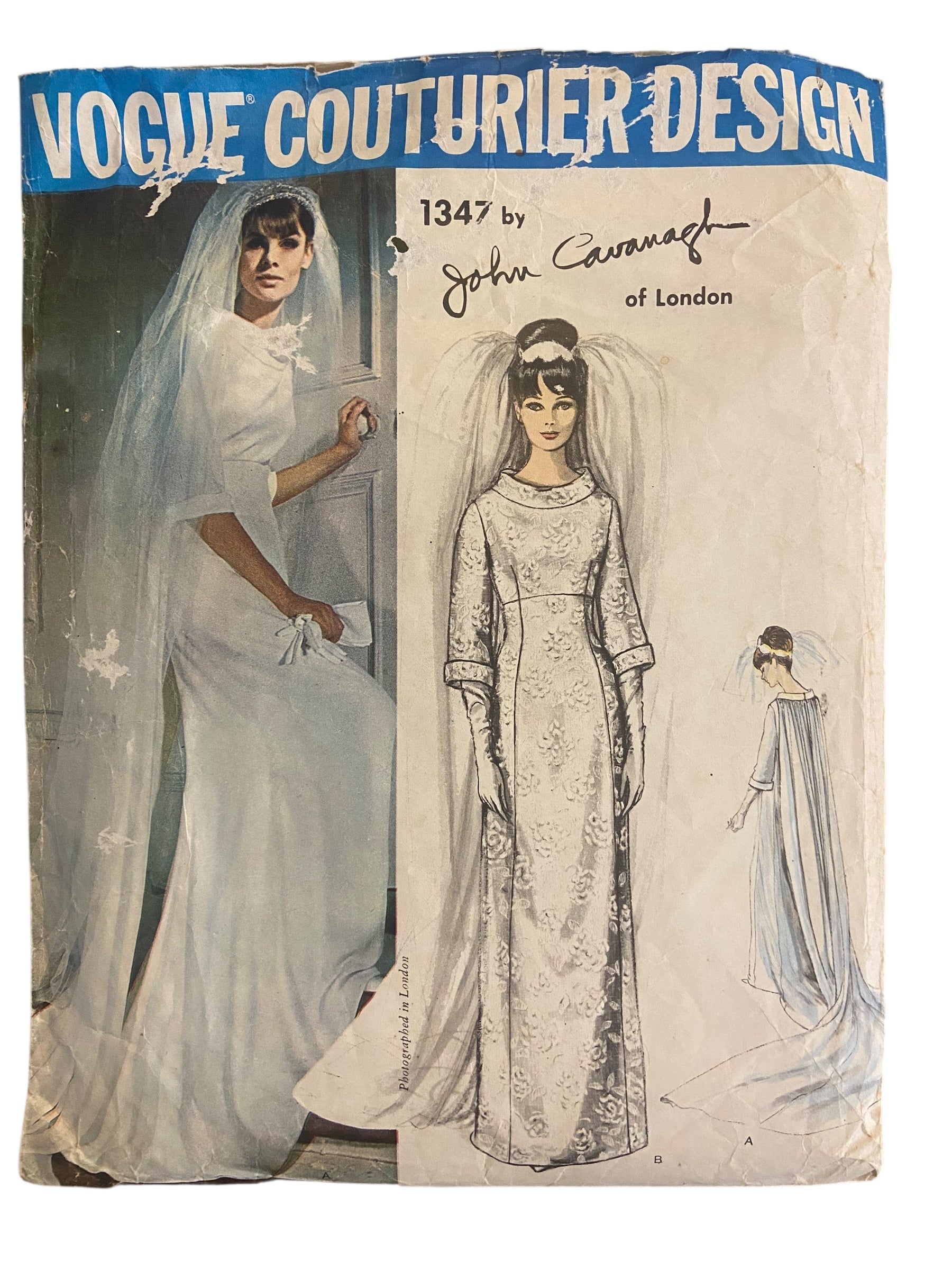 Vogue Couturier Design John Cavanagh vintage 1960s wedding gown sewing pattern Bust 34