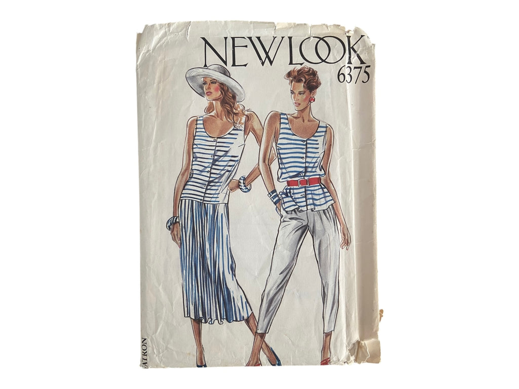 New Look 6375 vintage 1990s dress, top and trousers sewing pattern. Bust 31.5, 32.5, 34, 36, 38, 40 inches