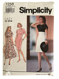 Simplicity 7258 vintage 1990s  dress sewing pattern. Bust 34, 36, 38, 40 inches