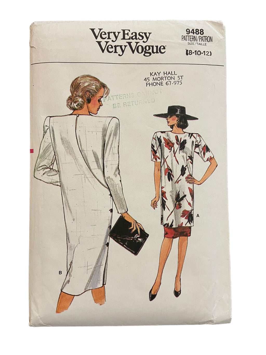 Vogue 9488 vintage 1980s dress, tunic and skirt sewing pattern Bust 31.5, 32.5, 34 inches