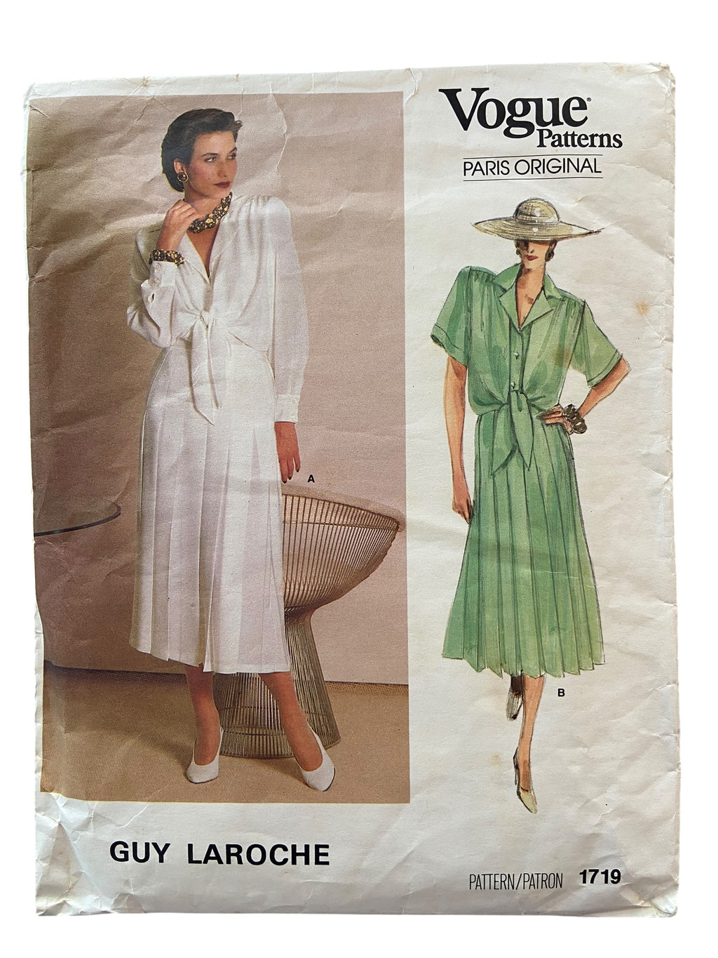 Vogue 1719 vintage 1980s Paris Original Guy Laroche blouse and skirt pattern Bust 36 inches.