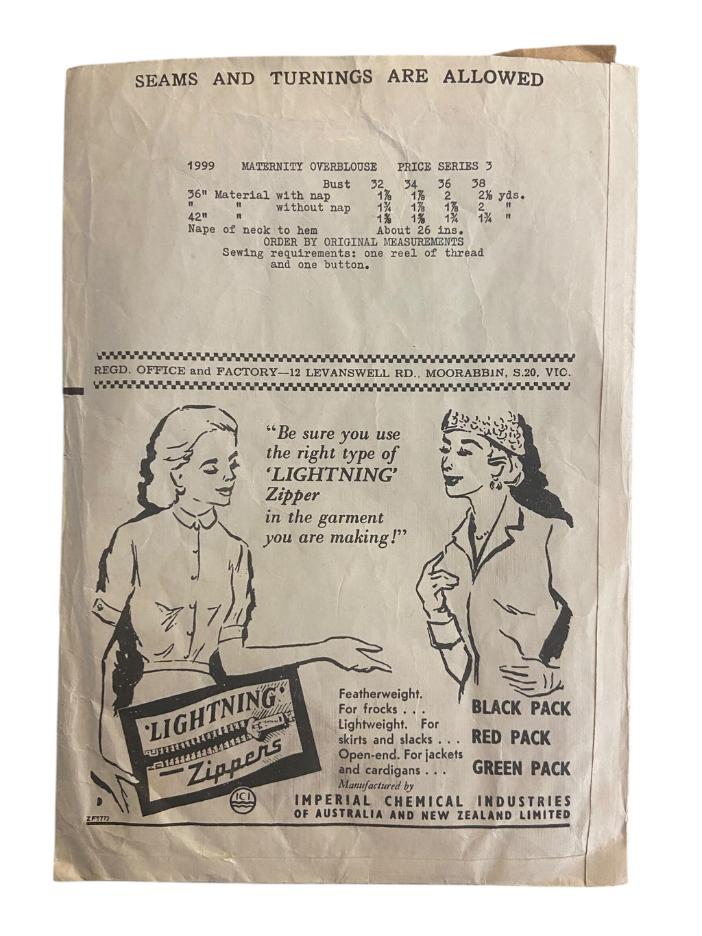 Weigel's 1999 vintage 1960s maternity  overblouse sewing pattern Bust 32 inches