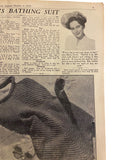 Australian home journal October 2nd 1950 with three sewing pattern, unused, factory folded. Two dresses and night dress. Bust 34 inches.