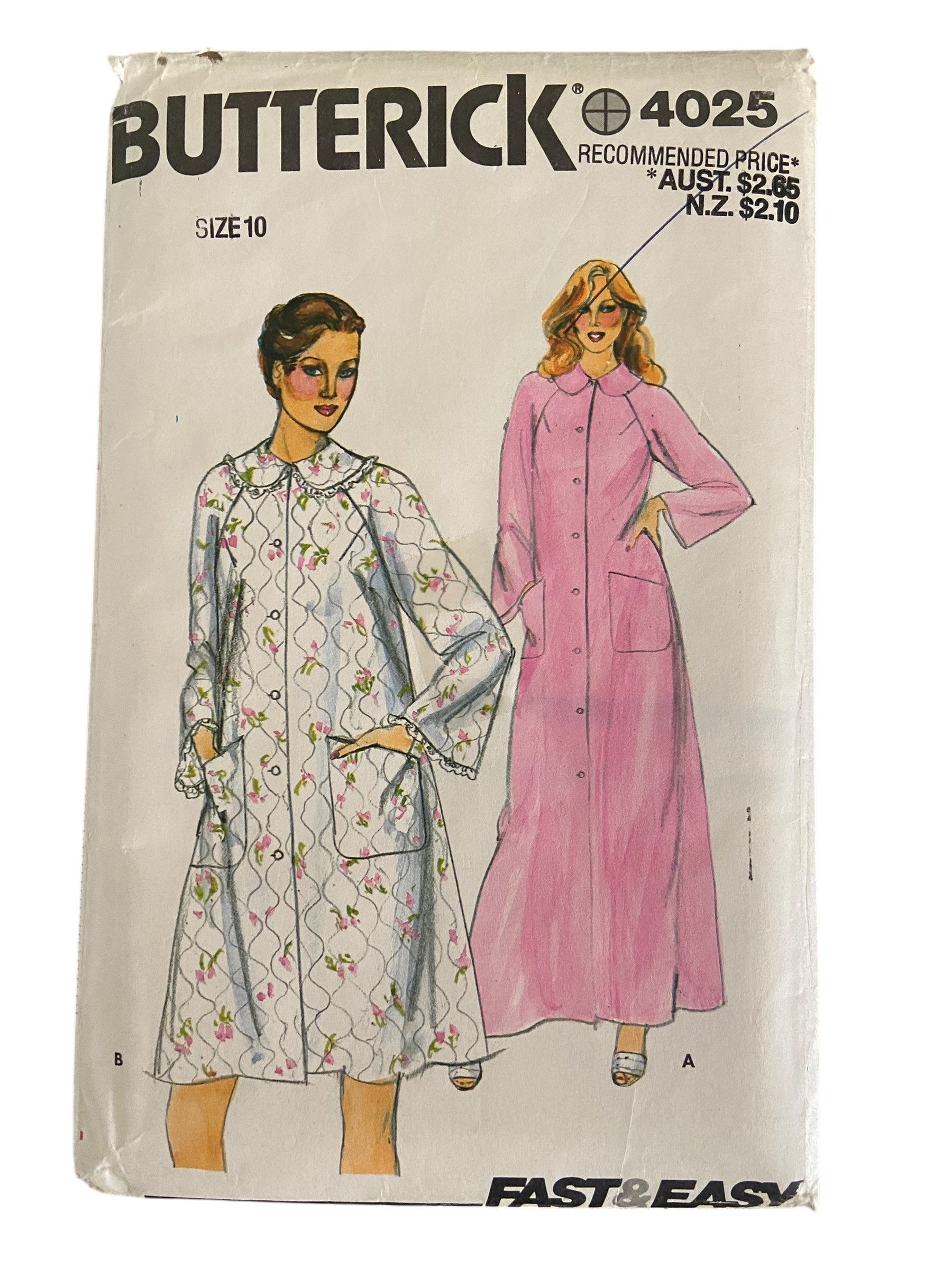Butterick 4025 vintage 1980s robe pattern. Bust 32.5 inches