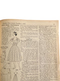 Australian home journal December 1st 1952 with three sewing pattern, unused, factory folded. Two dresses and child’s sunsuit. Bust 34 inches.
