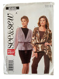 Butterick B5805 jacket sewing pattern from the 2000s. Bust 29.5, 30.5, 31.5, 32.5, 34, 36, 38, 40 42, 44, 46, 48 inches.