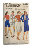 Butterick 6544 vintage 1970s jacket, top, skirt and shorts sewing pattern. Bust 34 inches