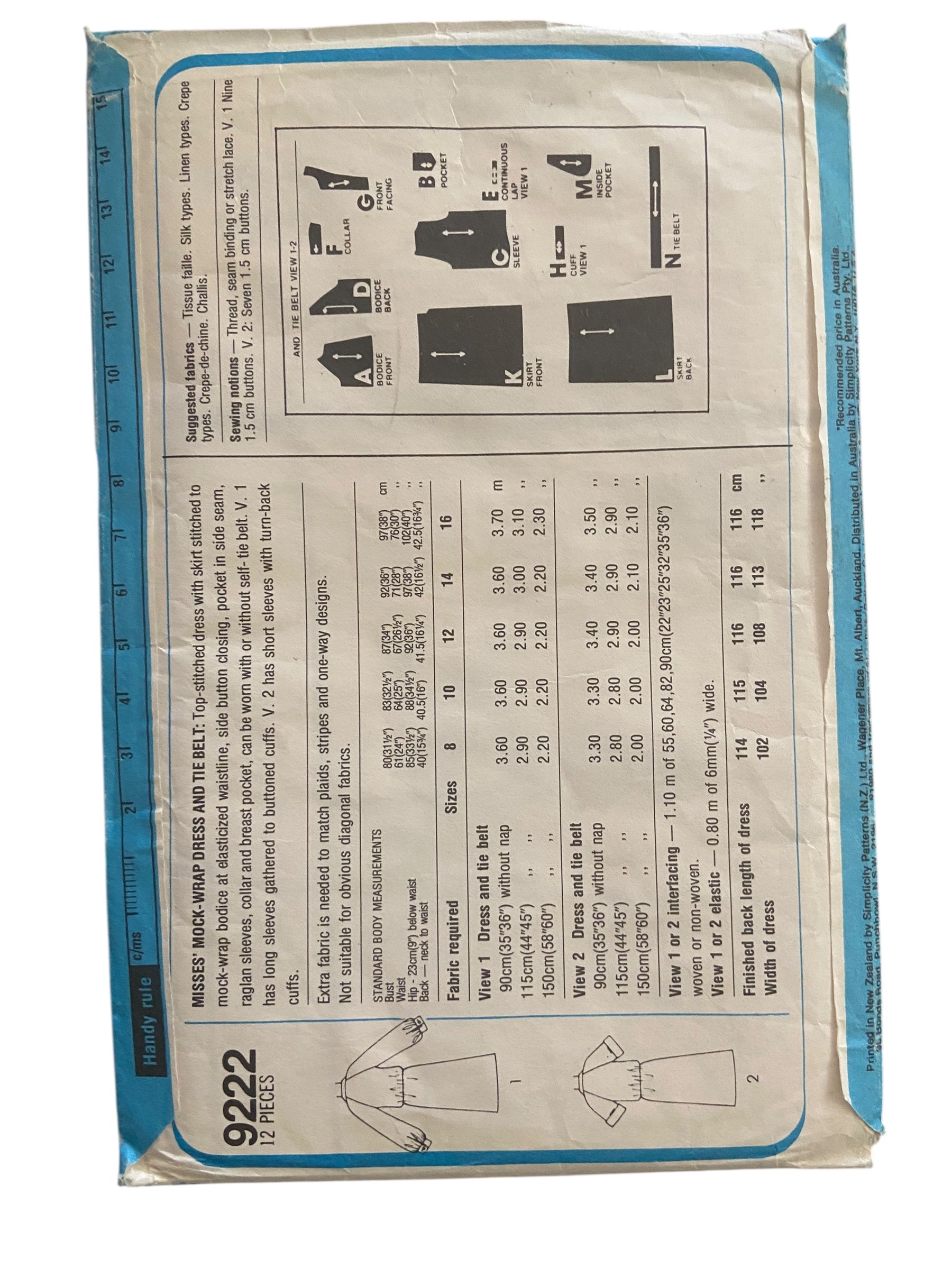 Simplicity 9222 vintage 1970s dress pattern. Bust 34 inches.