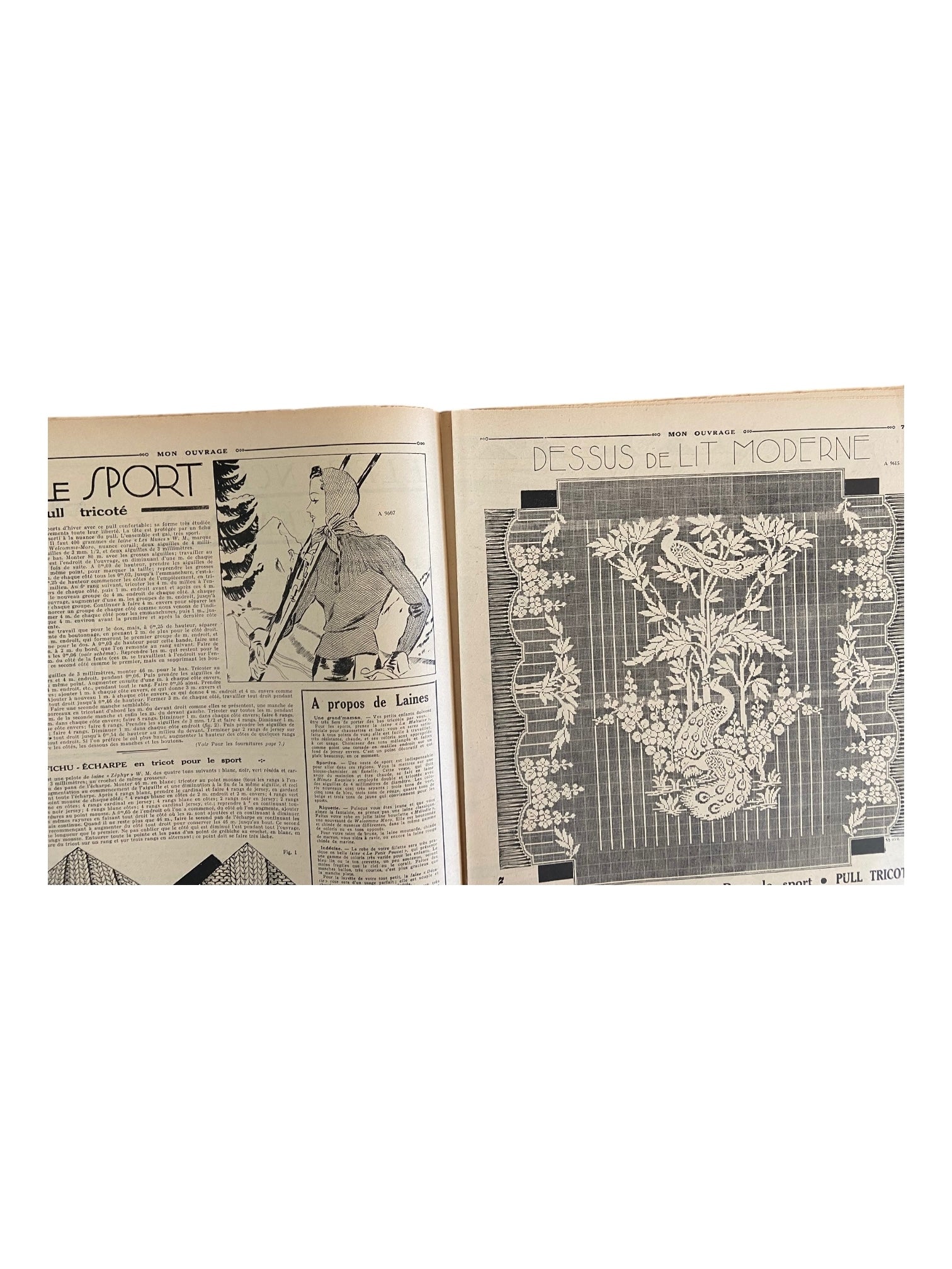 Mon Ouvrage 15 Fevrier 1938 vintage French craft magazine with knitting pattern for the jumper on the cover