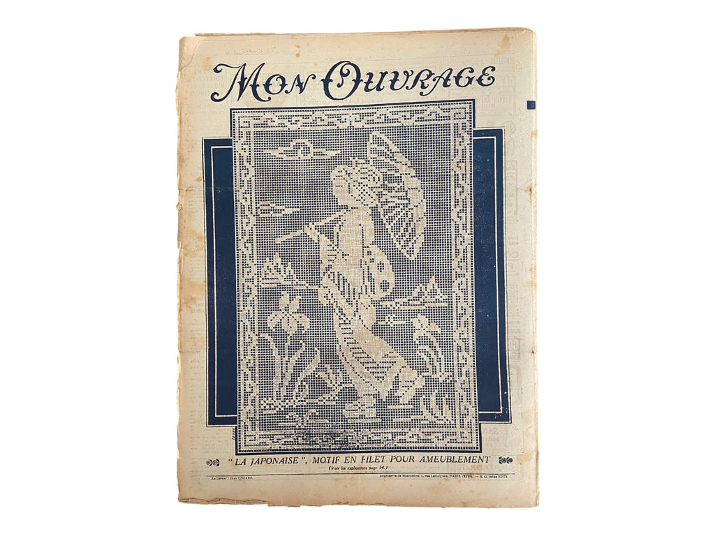 Mon Ouvrage 15 April 1928 vintage French craft magazine with knitting pattern for the sports vest on the cover