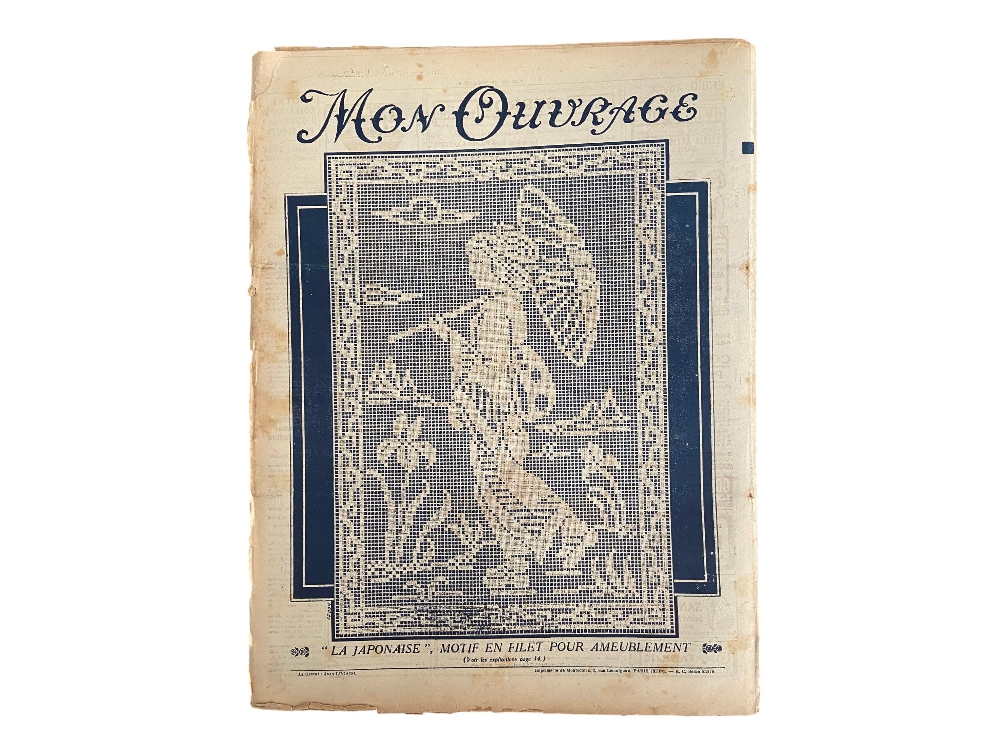 Mon Ouvrage 15 April 1928 vintage French craft magazine with knitting pattern for the sports vest on the cover