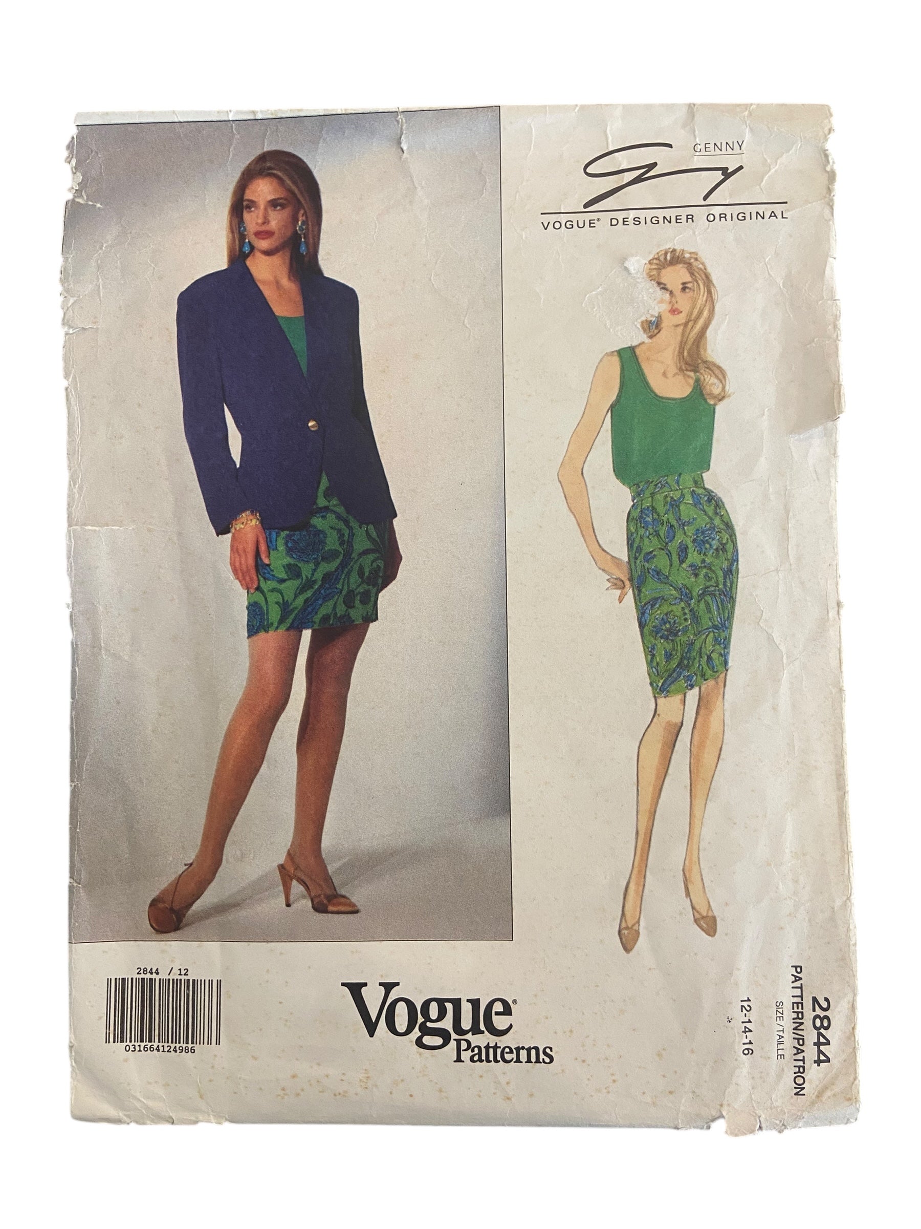 Vogue Designer Original 2844 Genny vintage 1990s  jacket, top and skirt sewing pattern Bust 34 to 38 inches