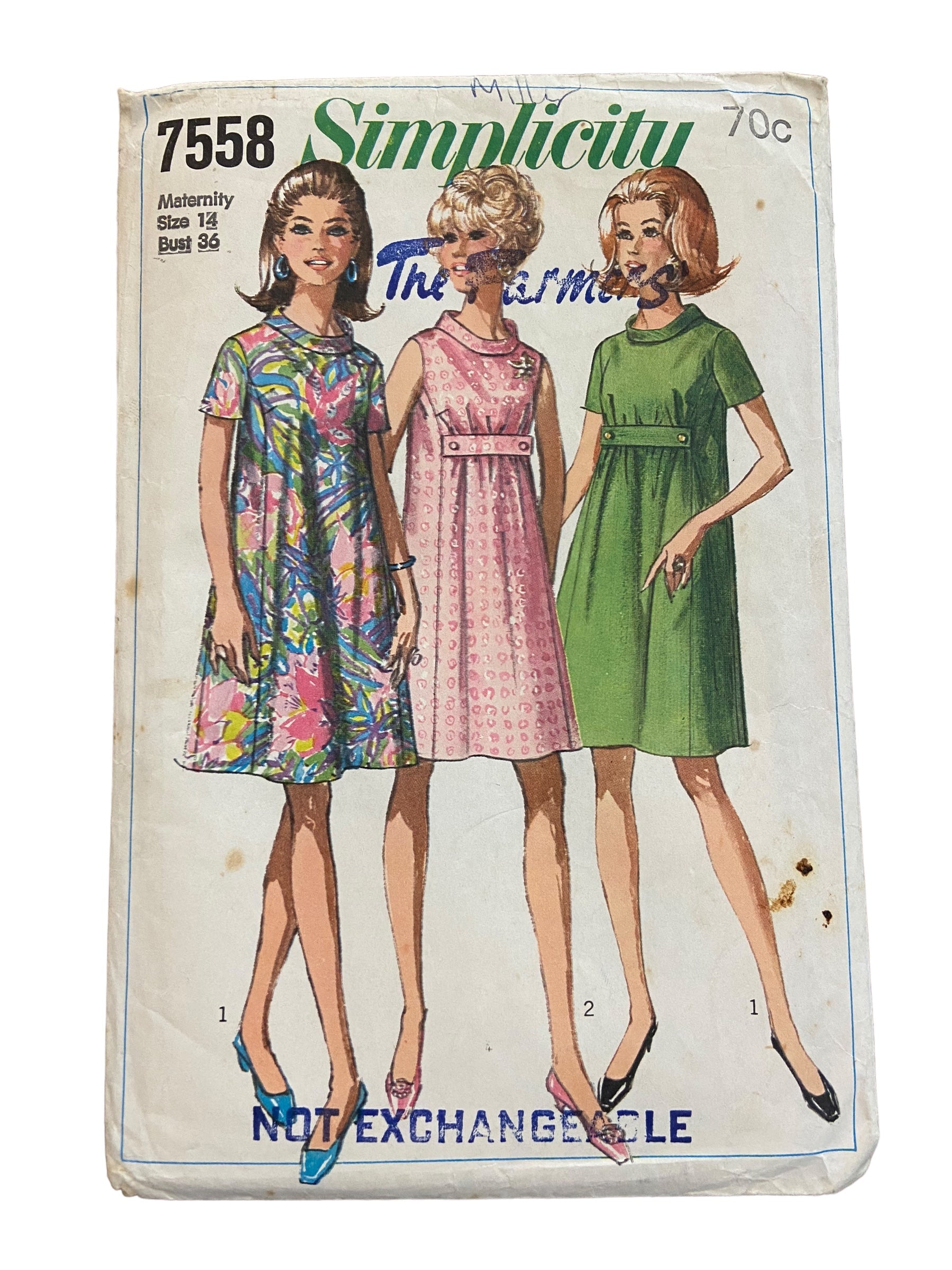 Simplicity 7558 vintage 1970 maternity dress sewing pattern. Bust 36 i the vintage pattern market Simplicity 7558 vintage 1970 maternity dress sewing pattern. Bust 36 i the vintage pattern market