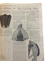 Australian home journal December 1st 1937 with four sewing patterns, unused, factory folded, three frocks bust 36 inches, child’s frock age 4 years