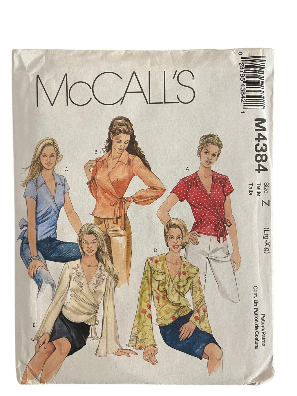 McCall’s M4384 tops sewing pattern. Bust 38, 40, 42, 44 inches