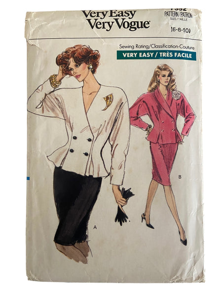 Vogue 7352 vintage 1980s top and skirt sewing pattern. Bust 30.5, 31.5, 32.5 inches